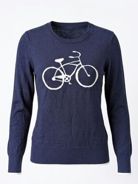 Gap Navy Bicycle Graphic Crewneck Women's Casual Statement Soft Sweater Size S